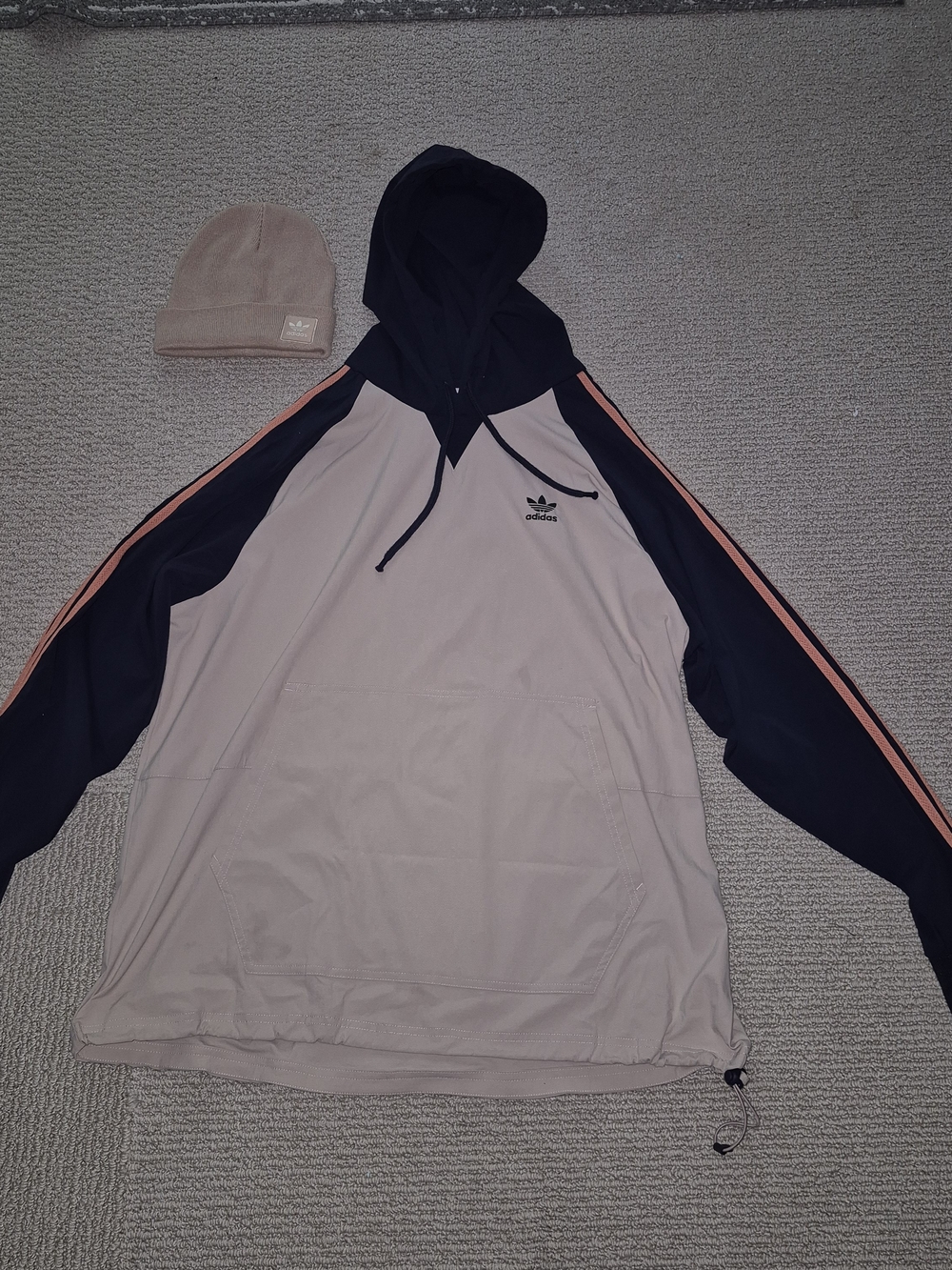 Adidas Men’s Two-Tone Hooded Pullover Wimdbreaker - Pink/Black/ beige